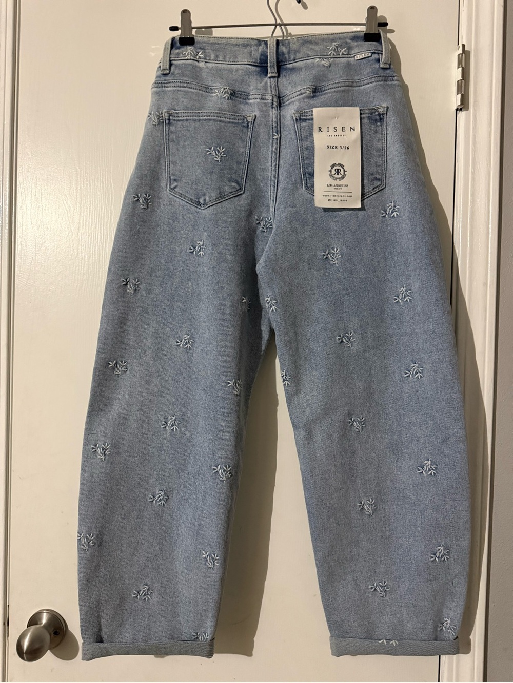 Risen embroidered barrel jeans size 3/26 - Picture 2 of 7